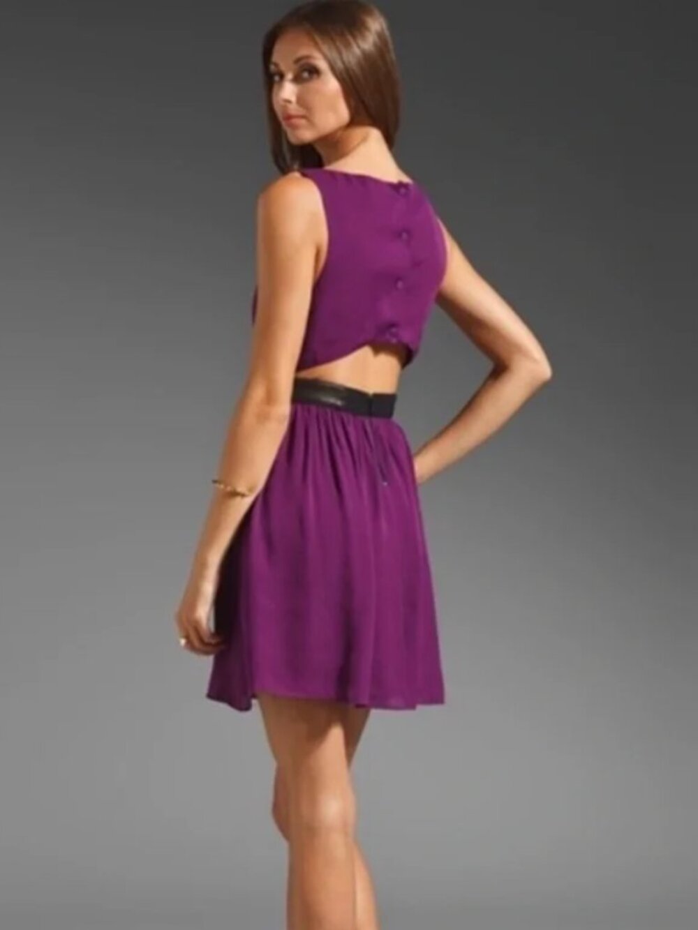 ALICE + OLIVIA DRESS WITH CUTOUT BACK, 4 - PURPLE